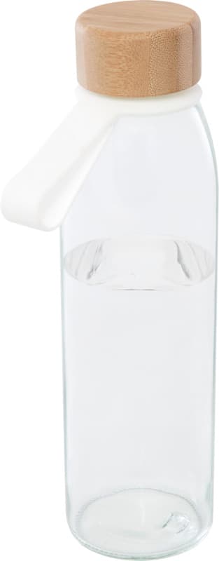 Porto 500 ml glass water bottle with silicone handle and bamboo lid 