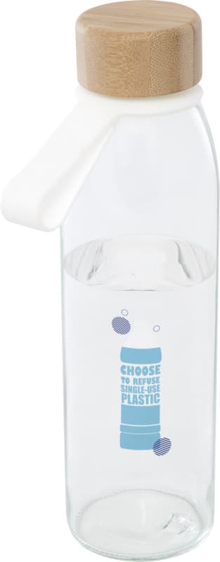 Porto 500 ml glass water bottle with silicone handle and bamboo lid  5