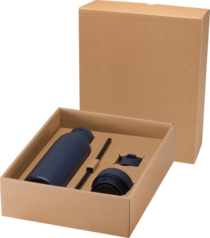 Illuminate 650 ml RCS recycled double wall stainless steel water bottle with 3-piece lid set