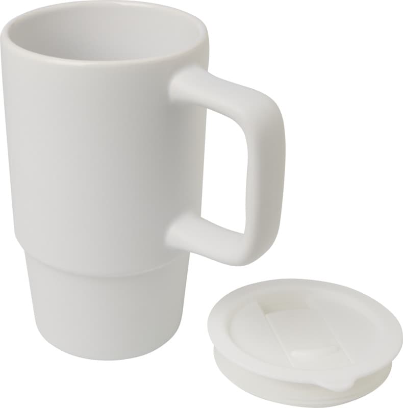 Carter 450 ml ceramic mug with plastic lid 3