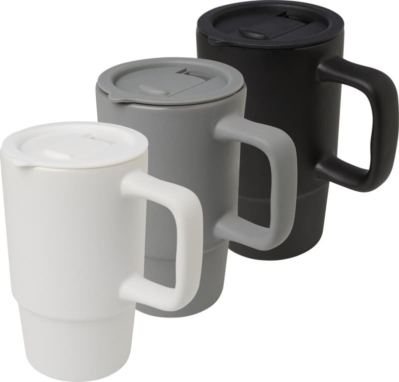 Carter 450 ml ceramic mug with plastic lid 5