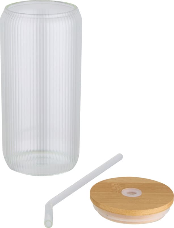 Mirage 500 ml single-walled borosilicate glass jar with bamboo lid 3