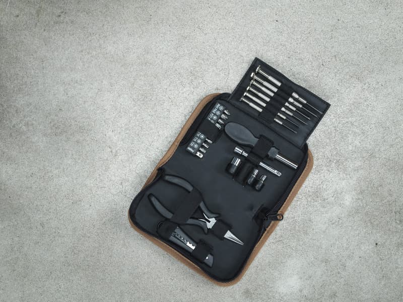 Spike 24-piece RCS recycled plastic tool set with cork pouch 5