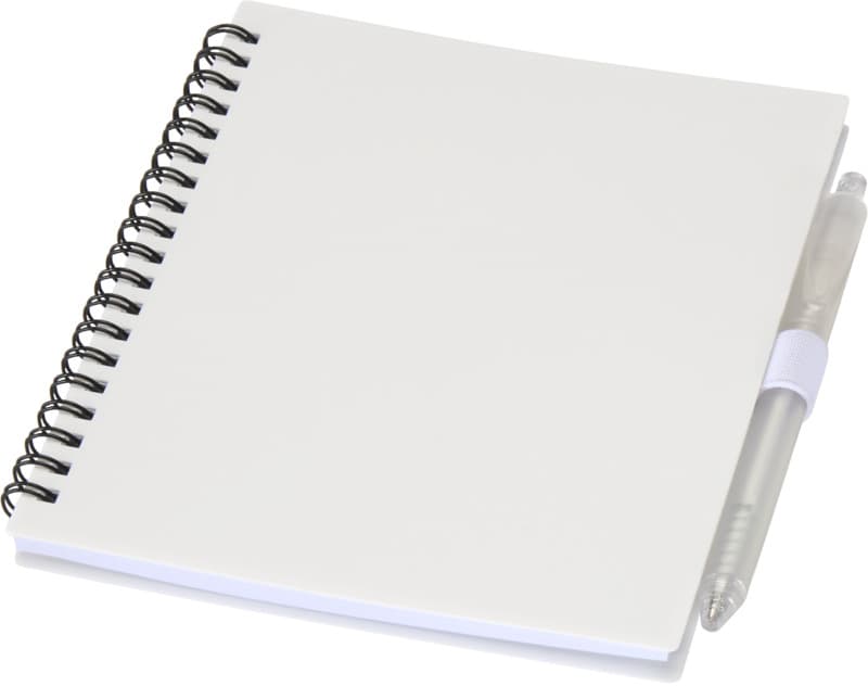 Niove recycled plastic soft cover notebook and ballpoint pen set (blue ink)