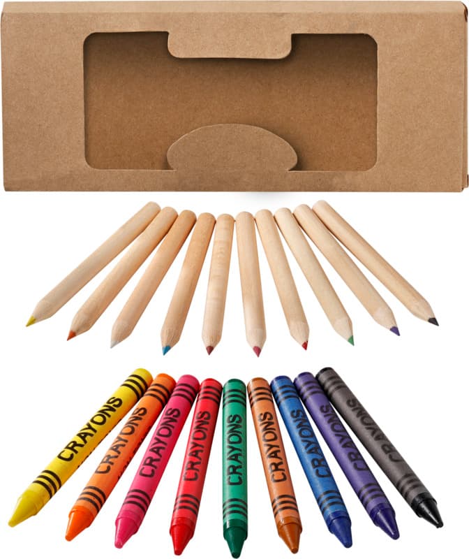 Lucky 19-piece coloured pencil and crayon set
