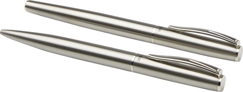 Didimis recycled stainless steel ballpoint and rollerball pen set (black ink) 4