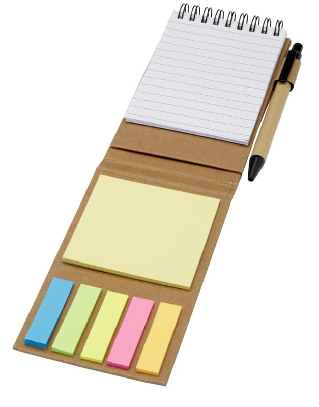 Flipper sticky notepad with ballpoint pen (black ink)