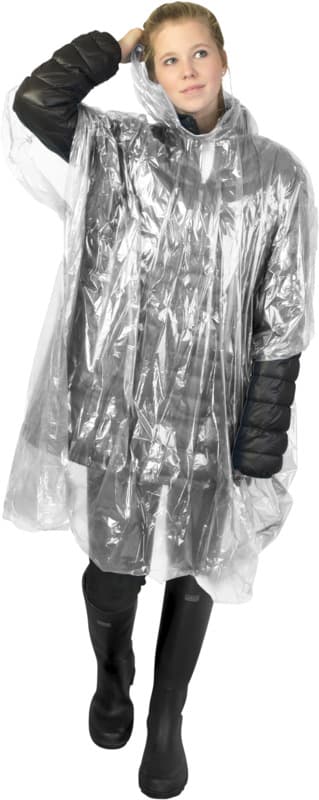 Mayan recycled plastic disposable rain poncho with storage pouch 3
