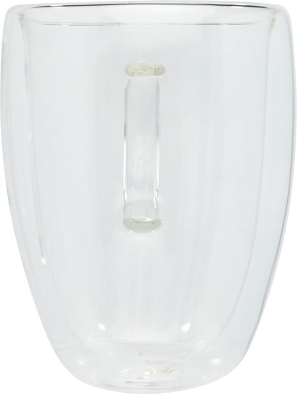 Manti 2-piece 350 ml double-wall glass cup with bamboo coaster  2