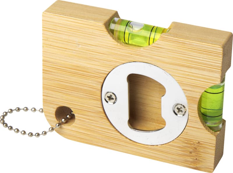 Levo bamboo bottle opener with level 