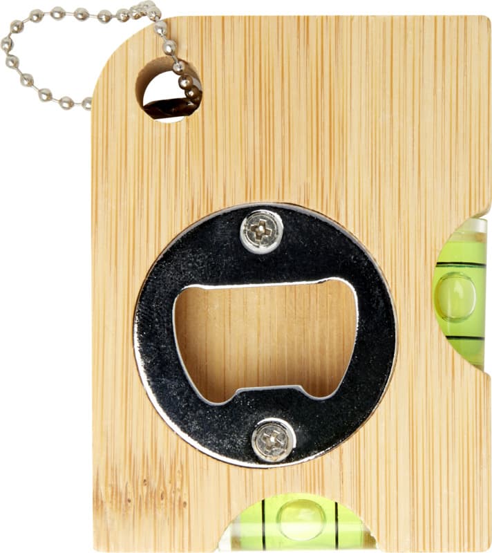 Levo bamboo bottle opener with level  3