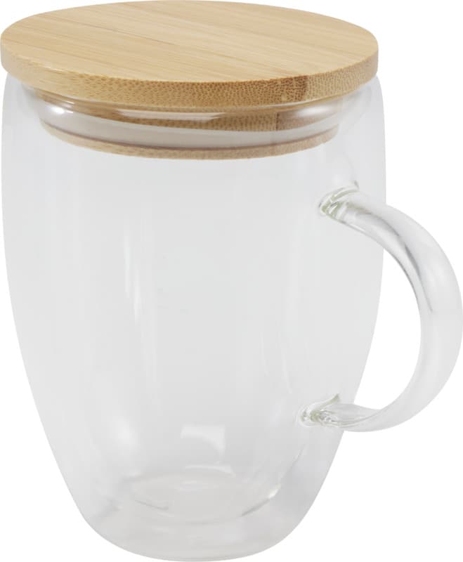 Leona 350 ml glass cup with bamboo lid 3