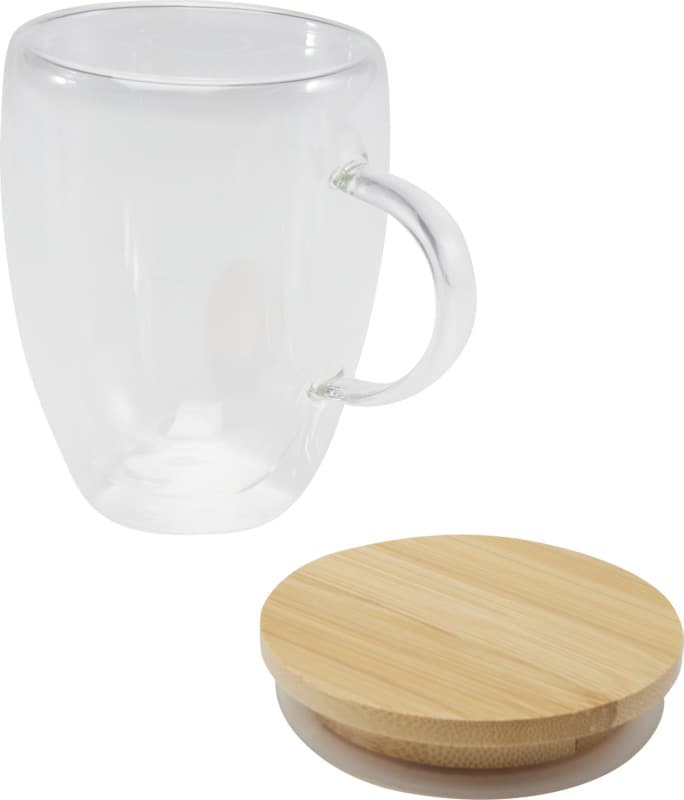 Leona 350 ml glass cup with bamboo lid 4