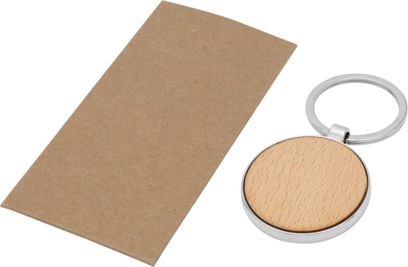 Moreno beech wood round keychain 3