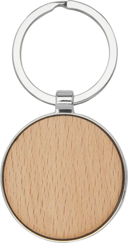 Moreno beech wood round keychain 2