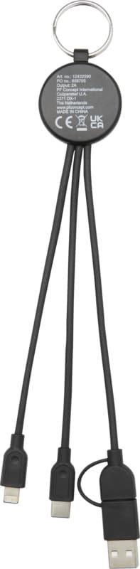 Tecta 6-in-1 recycled plastic/bamboo charging cable with keyring 3