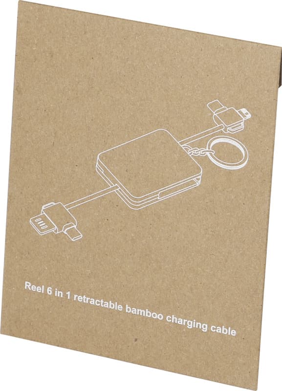 Reel 6-in-1 retractable bamboo key ring charging cable 5