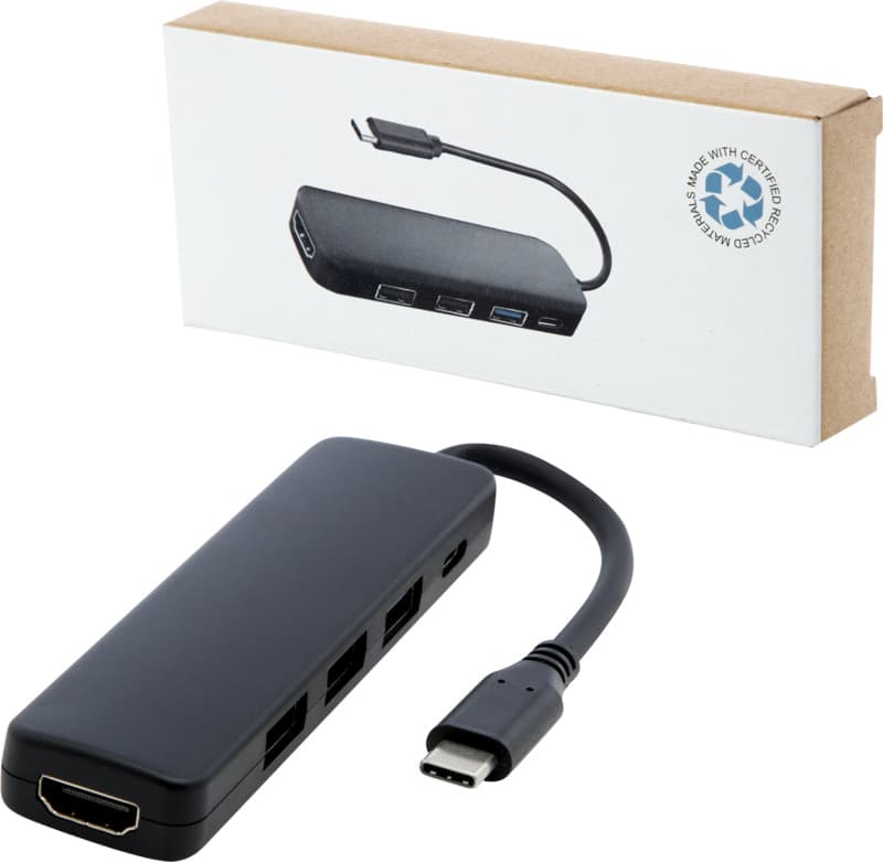 Loop RCS recycled plastic multimedia adapter USB 2.0-3.0 with HDMI port 5