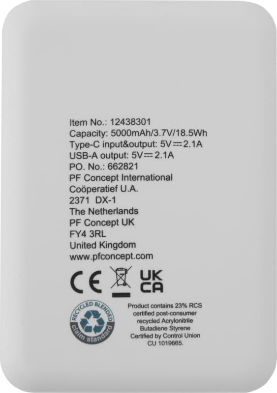 Asama 5000 mAh Type-C recycled plastic power bank 3