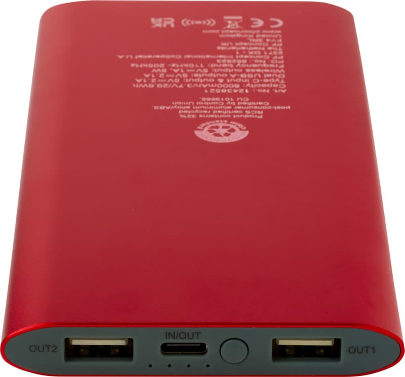 Juice 8000 mAh Type-C recycled aluminium wireless power bank 4