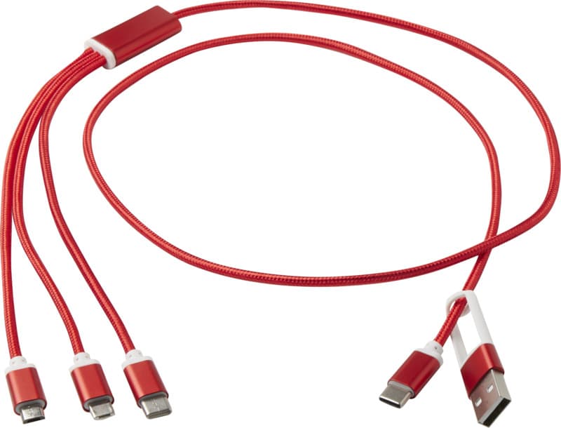 Versatile 5-1 recycled aluminium charging cable 5