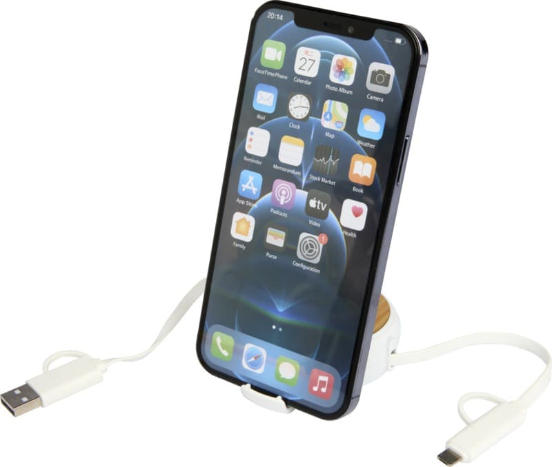 Chechia 5-in-1 recycled plastic 100 cm retractable data sync and 45W fast charge cable 5