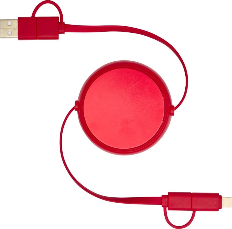 Alasia 5-in-1 100 cm recycled plastic and aluminium retractable data sync and 45W fast charge cable 2