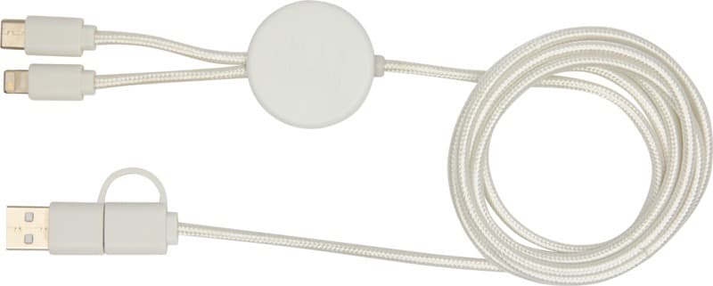 Chechia 5-in-1 recycled plastic 150 cm data sync and 27W fast charge cable with bamboo details 3