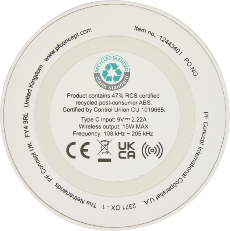 Freal 15W recycled plastic wireless charging pad 3