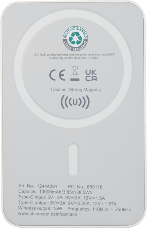 Acrab 10.000 mAh 15W magnetic wireless power bank with 20W PD - made from recycled plastic 3
