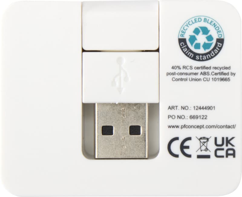 Gaia 4-port USB hub with USB-A and Type-C output and dual input - made from recycled plastic 3