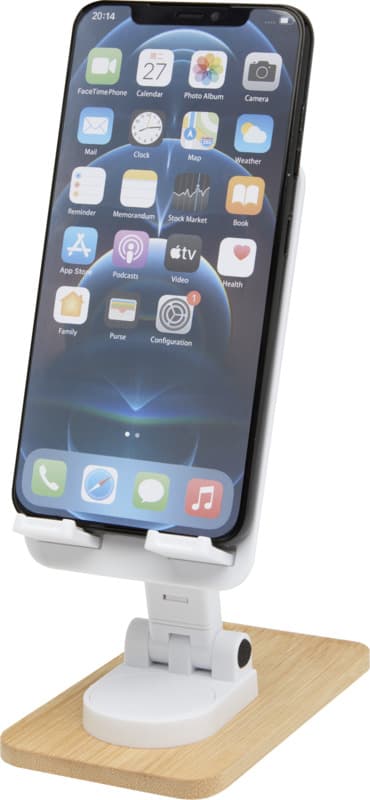 Alfirk recycled plastic foldeable desk phone stand with bamboo details