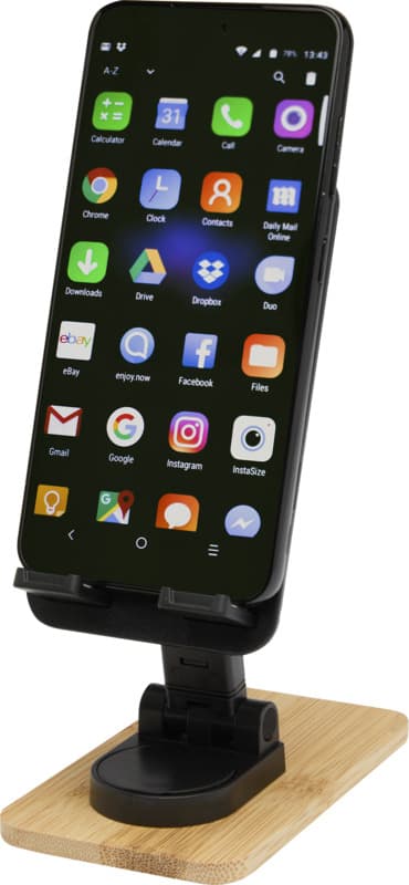 Alfirk recycled plastic foldeable desk phone stand with bamboo details 5