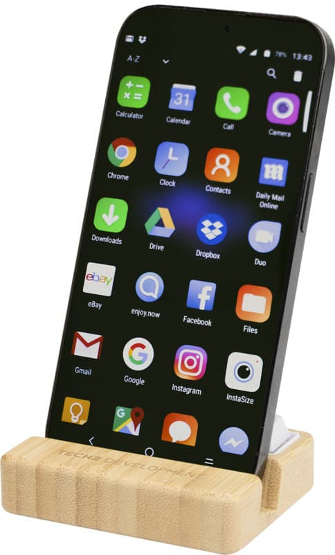 Algol recycled plastic phone stand and fidget toy with bamboo details 5