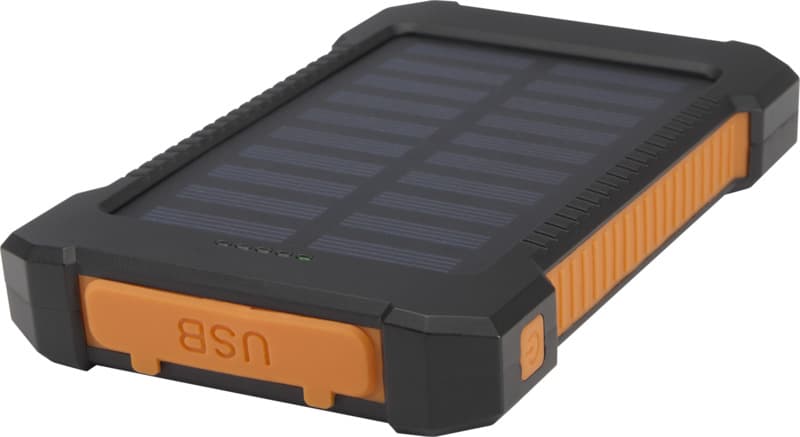 Altair 5000 mAh 10W recycled plastic rugged solar power bank with built-in torch 4