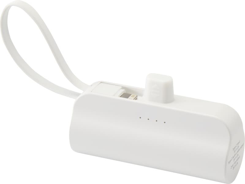 Alnair 5000 mAh 10W recycled plastic Type-C power bank with built-in flip stand and 2-in-1 cable 3