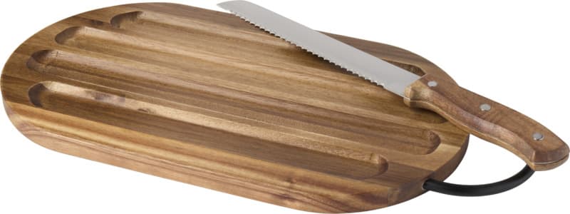 Prestige acacia wood chopping board with bread knife 4
