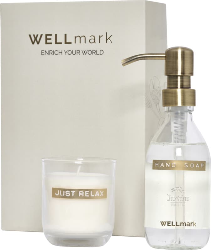 Wellmark Discovery 250 ml hand soap dispenser and 150 g scented candle set 5