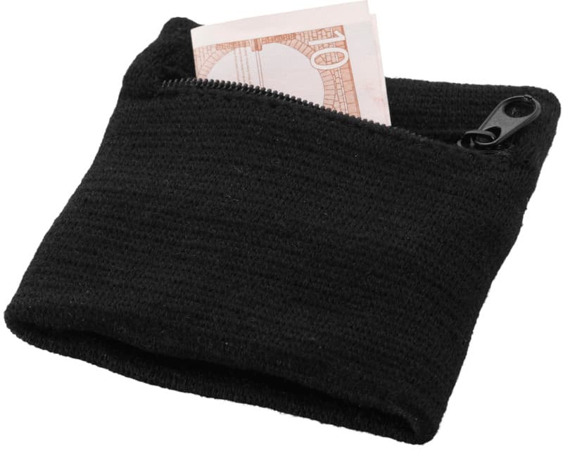 Brisky performance wristband with zippered pocket