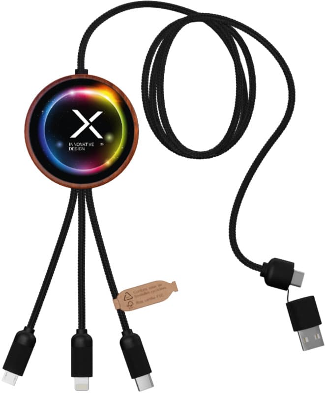 SCX.design C40 5-in-1 rPET light-up logo charging cable and 10W charging pad 4