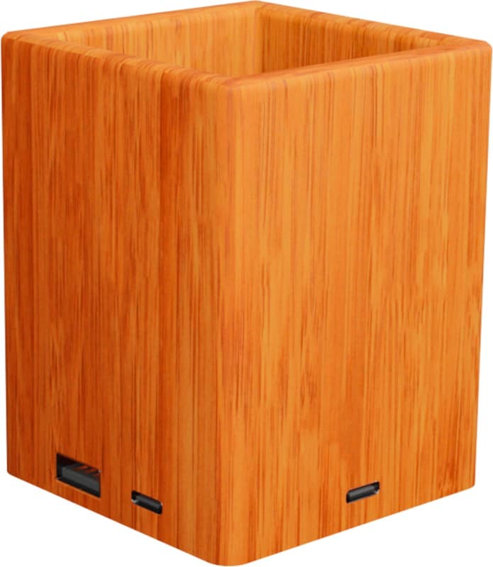 SCX.design O12 wooden light-up logo pencil holder with dual USB output 3