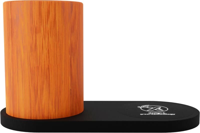 SCX.design W17 10W light-up logo wireless charging pad and bamboo pencil holder 2