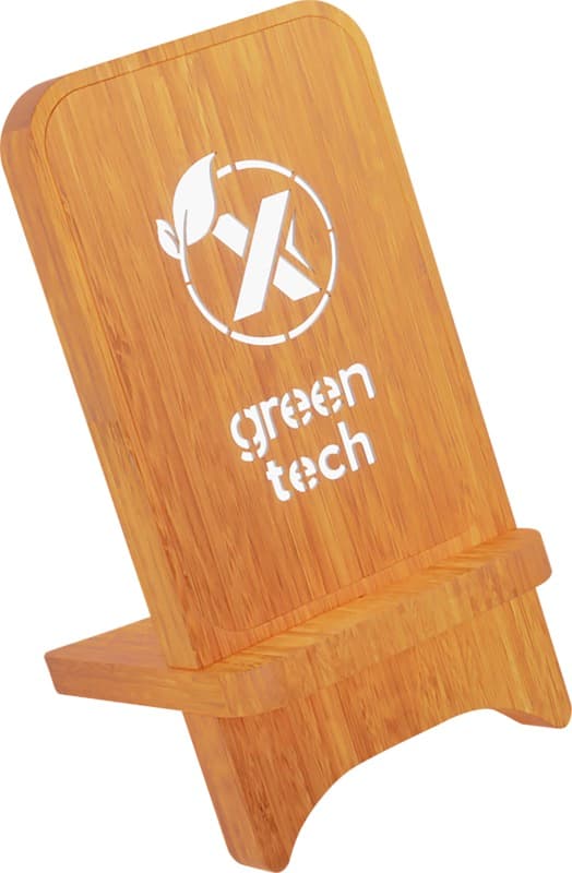 SCX.design W26 10W wooden wireless charging phone stand with light-up logo