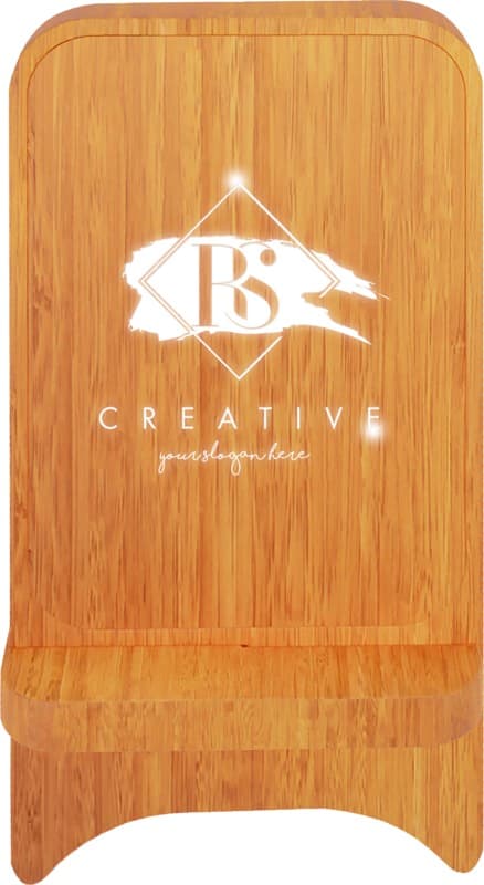 SCX.design W26 10W wooden wireless charging phone stand with light-up logo 5