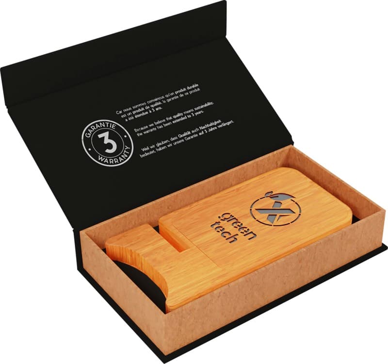 SCX.design W26 10W wooden wireless charging phone stand with light-up logo 4