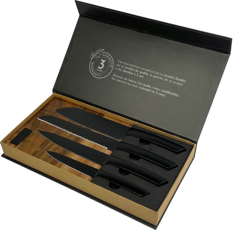SCX.design K04 kitchen knives and cutting board set 4