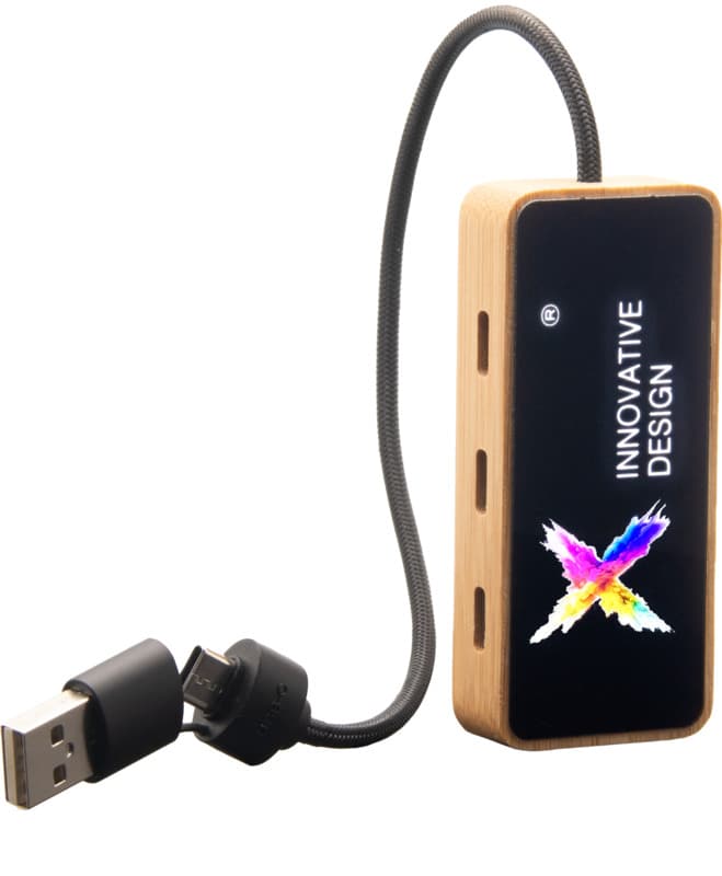 SCX.design H21 8-in-1 wooden USB hub with dual input and 6 ports