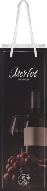 Handmade 170 g/m2 integra paper wine bottle bag with plastic cord handles - 12 x 9 x 37 cm 2