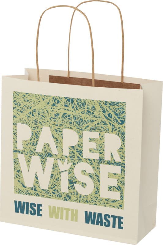 Agricultural waste 150 g/m2 paper bag with twisted handles - 24 x 9 x 24 cm