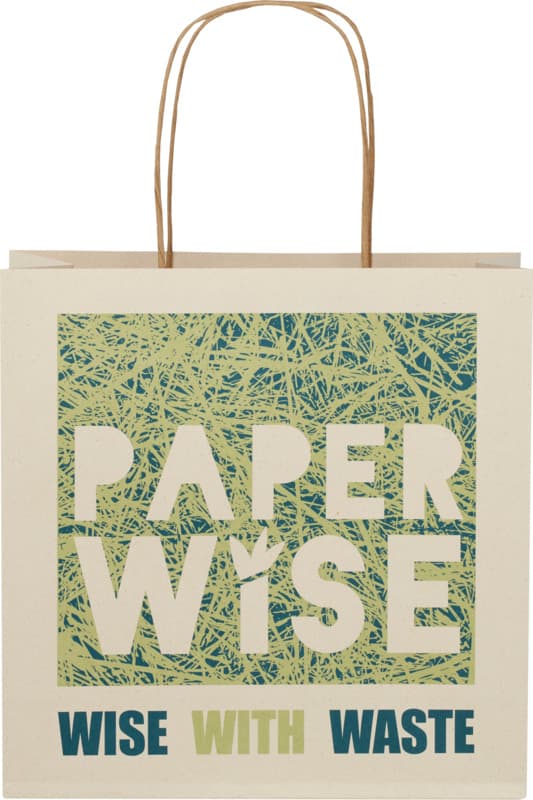Agricultural waste 150 g/m2 paper bag with twisted handles - 24 x 9 x 24 cm 2